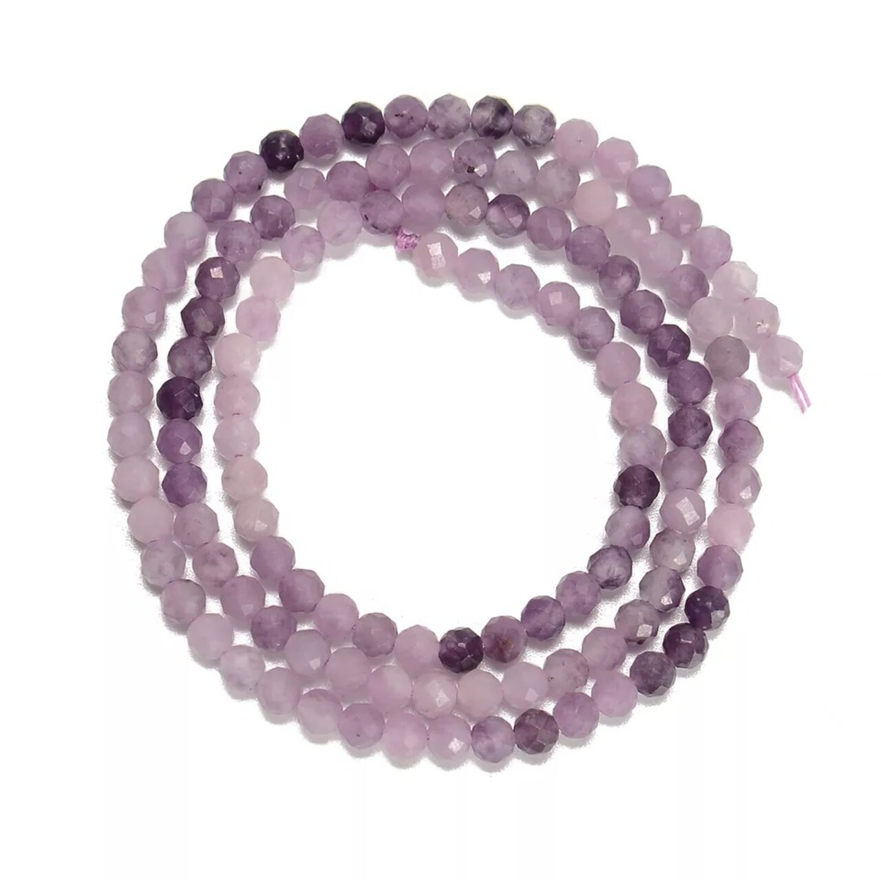 Natural Gradient Lepidolite Faceted Round Beads Size 3mm 15.5'' Strand